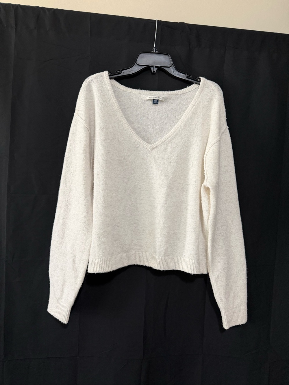 American Eagle Outfitters Cream V-Neck Cozy Sweater